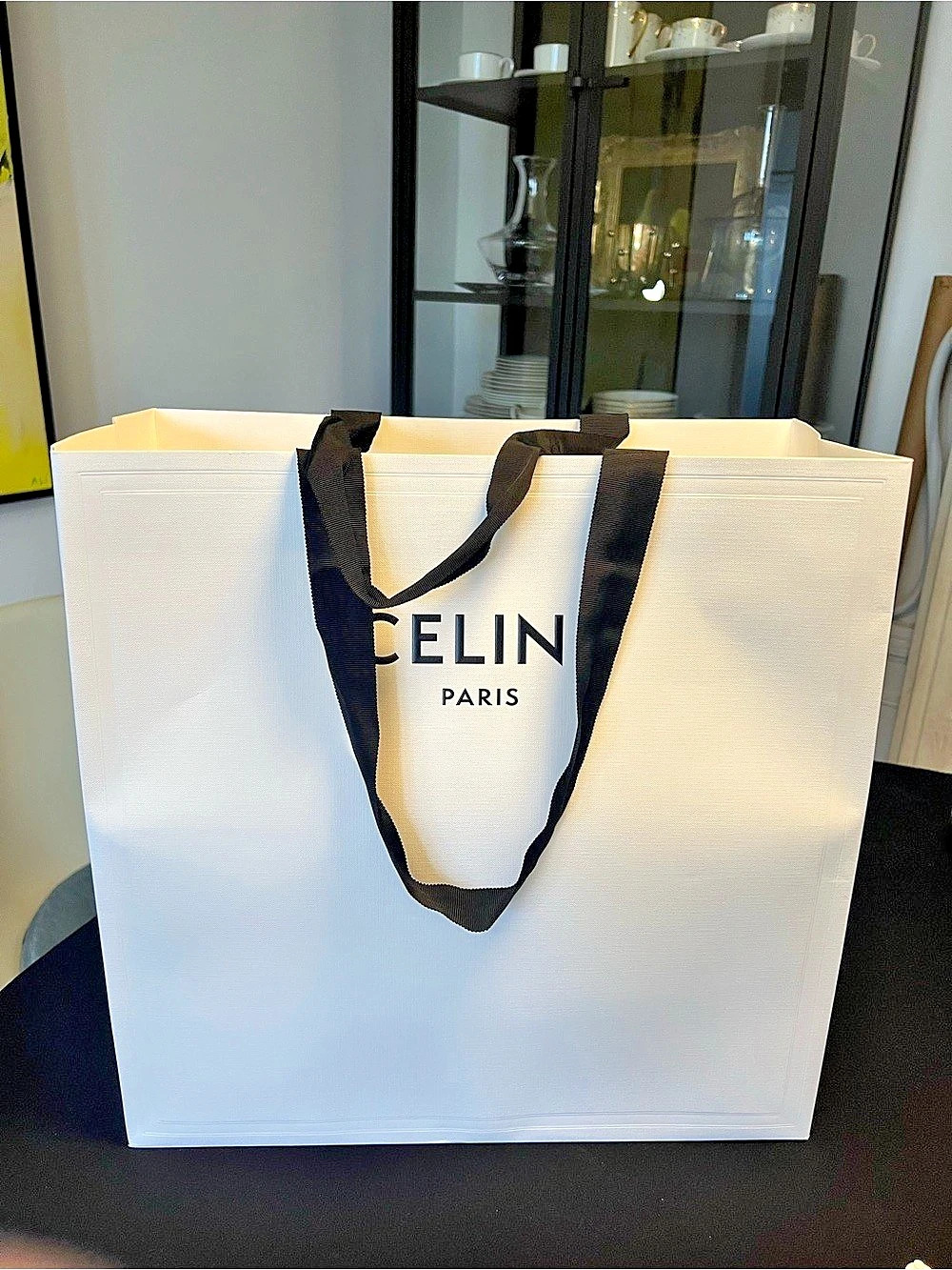 Empty Authentic Celine Paper Shopping Bag White & Black
